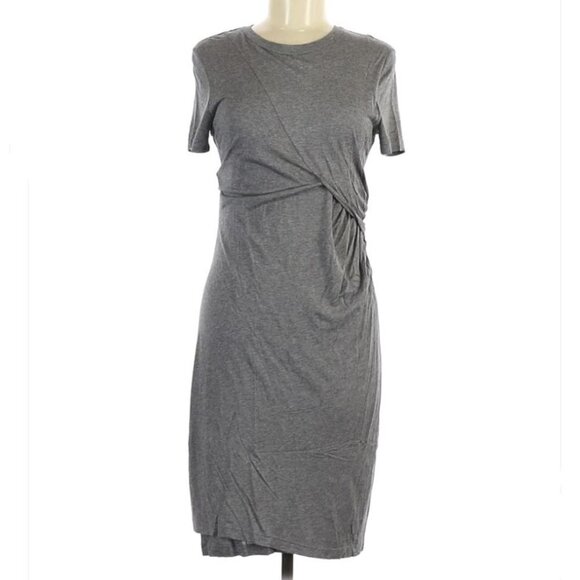 NEW A.L.C. Short Sleeve Gray Amy Side Draped Jersey Shift Dress Size Medium - Picture 3 of 7